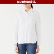 일본 무인양품 유기농 리넨 바랜 여성 셔츠 흰색