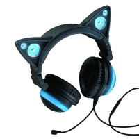 [특전]axent wear LED 고기능 고양이 귀 블루투스 헤드폰 블루