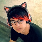 [특전]axent wear LED 고기능 고양이 귀 블루투스 헤드폰 레드