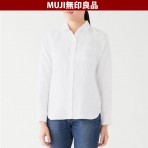 일본 무인양품 유기농 리넨 바랜 여성 셔츠 흰색
